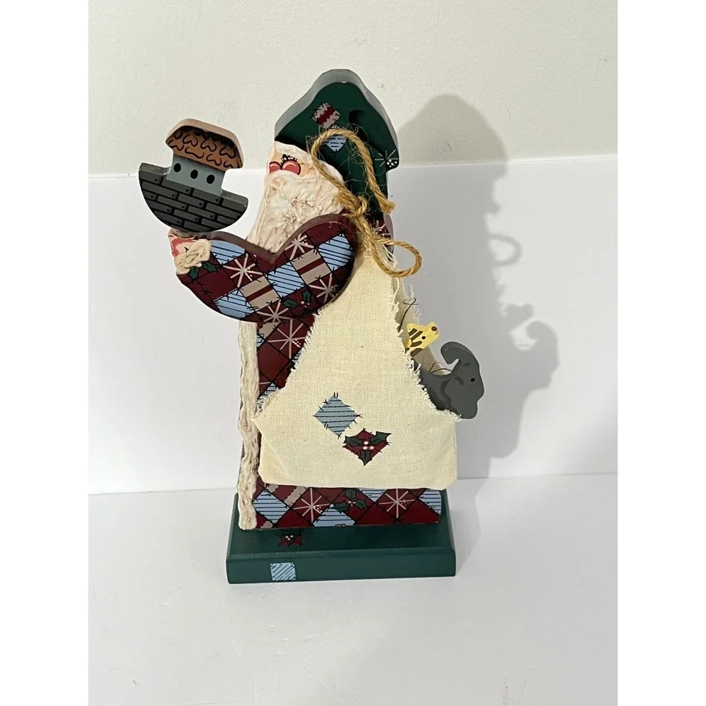 Unbranded Noahs Ark‎ Santa Claus Figurine Multicolor Vintage Wood Folk Art